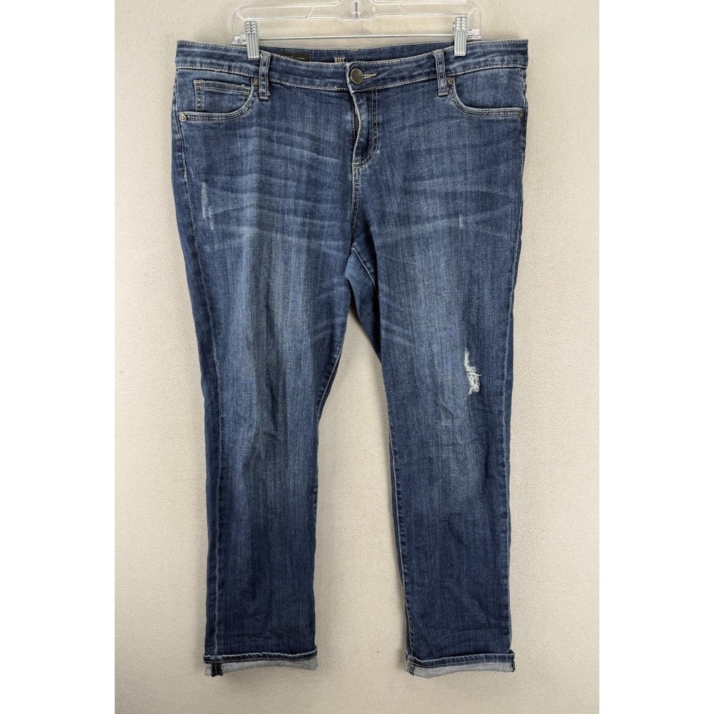 Kut From The Kloth Jeans Women's Sz 14‎ Catherine Boyfriend Distressed Stretchy